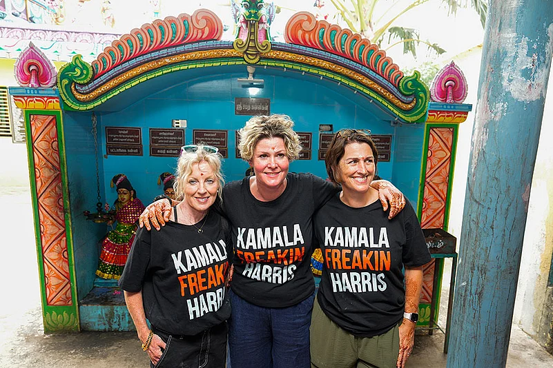 Supporters at Kamala Harris village