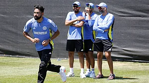 Photo: X | BCCI : Indian seamer Mohammed Siraj during a practice session.
