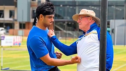 X/NeerajChopra : Neeraj Chopra with Klaus Bartonietz.