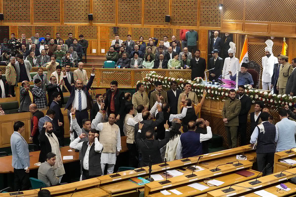 BJP protest inside the Jammu and Kashmir Assembly in Srinagar