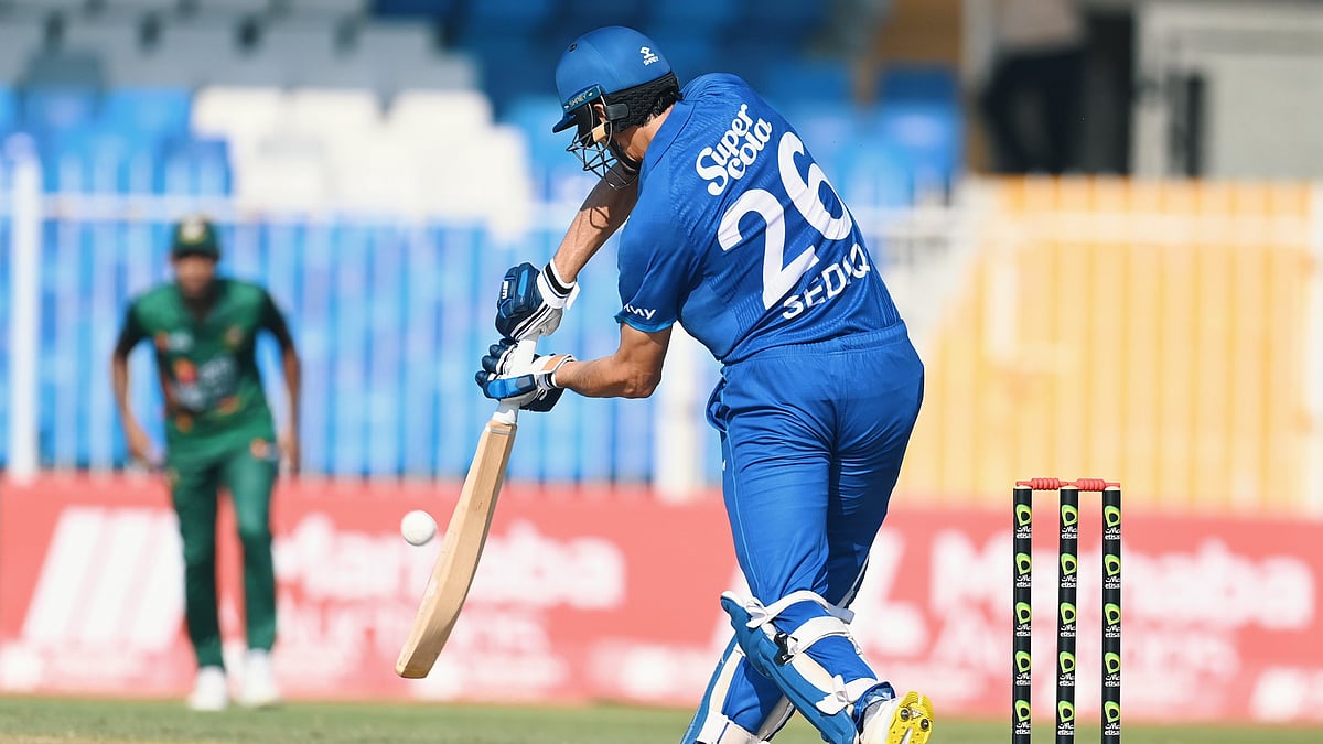 Photo: X | Afghanistan Cricket Board : Afghanistan opener batter Sediqullah Atal batting during the first ODI against Bangladesh in Sharjah.