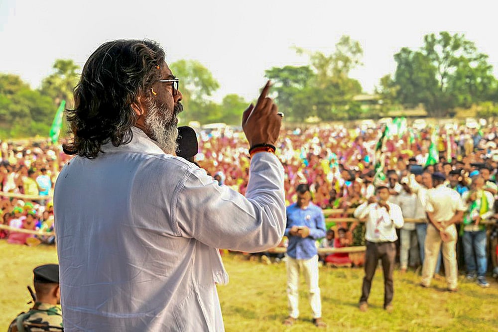 Hemant Soren addresses a public meeting in Jamshedpur - | Photo: PTI