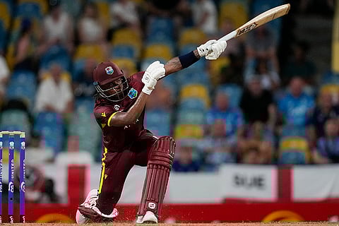 WI Vs ENG, 3rd ODI: West Indies' Keacy Carty plays a shot against England