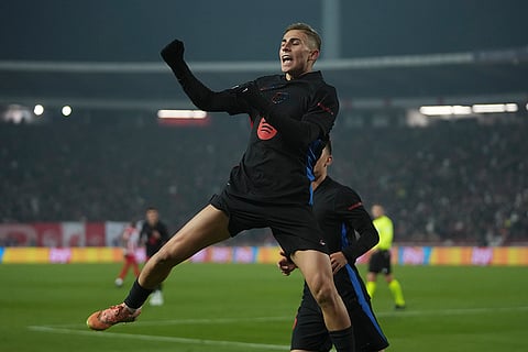 UEFA Champions League: Barcelona's Fermin Lopez celebrates after scoring a goal