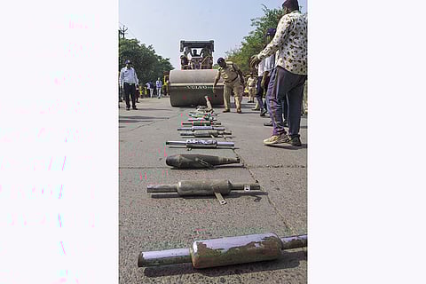 Motorcycle silencers destroyed in Indore