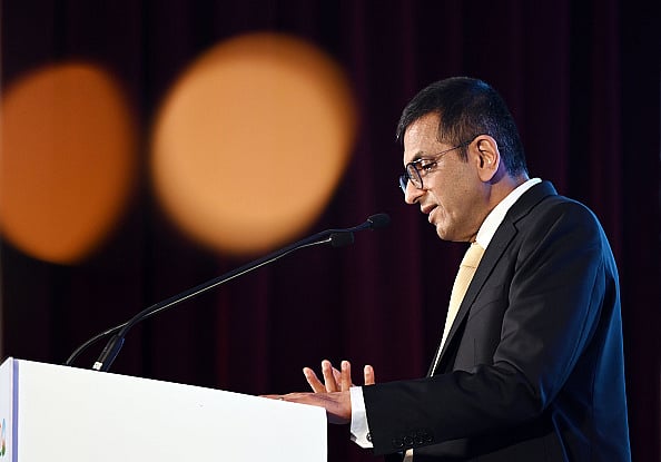 Getty Images : Chief Justice of India Dhananjaya Y Chandrachud addresses during inauguration of American Bar Association India Conference 2023, on March 3, 2023 in New Delhi, India. 
