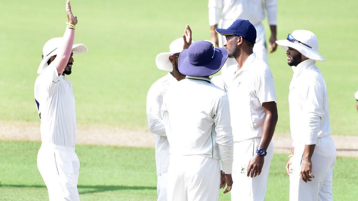 PTI : Assam players celebrate the dismissal of Tamil Nadu batter Sonu Yadav during their Ranji Trophy clash in Guwahati on Thursday (November 7, 2024).