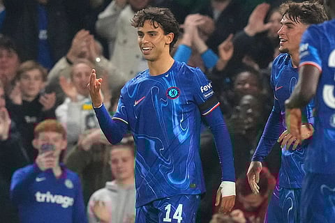 Europa Conference League: Chelsea's Joao Felix celebrates scoring his side's fourth goal
