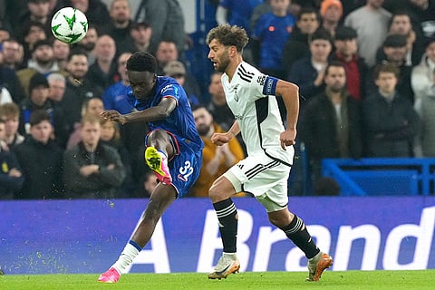 Europa Conference League: Chelsea's Tyrique George competes for the ball with Noah's Hovhannes Hambardzumyan