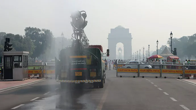 Anti-smog gun used in Delhi to combat the rising levels of air pollution