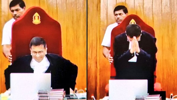 CJI Chandrachud rises after completing his last board of cases in the Supreme Court