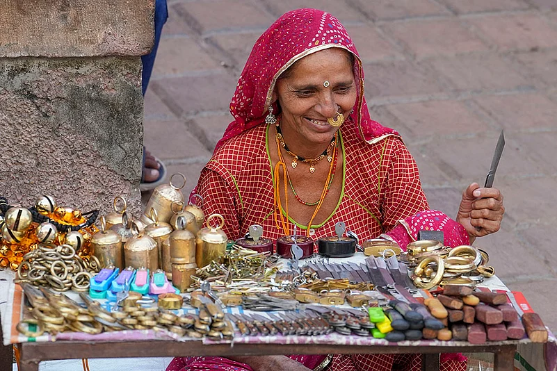 A Rajasthani nomad vendor at Annual Pushkar fair 2024 in Rajasthan