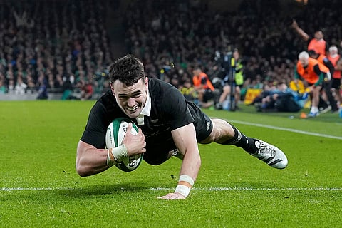 Autumn Nations Series: New Zealand's Will Jordan scores a try