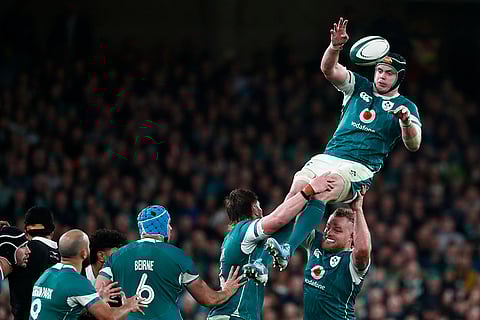 Autumn Nations Series: Ireland's James Ryan, palms the ball back in a line out