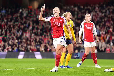 Women's Super League: Arsenal's Caitlin Foord celebrates after scoring a goal
