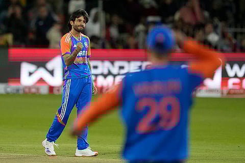 IND vs SA 2nd T20: India's Ravi Bishnoi celebrates the dismissal of South Africa's Andile Simelane