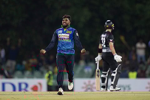 SL vs NZ 2nd T20: Sri Lanka's Wanindu Hasaranga celebrates the wicket of New Zealand's Glenn Phillips