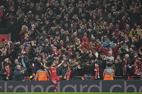 EPL 2024-25: Liverpool's Mohamed Salah celebrates after scoring his side's 2nd goal against Aston Villa