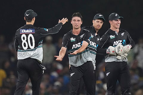 SL Vs NZ, 1st T20I: New Zealand's Zakary Foulkes celebrates the wicket of Sri Lanka's Bhanuka Rajapaksa