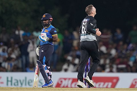 SL vs NZ 2nd T20: New Zealand's Lockie Ferguson celebrates the wicket of Sri Lanka's Captain Charith Asalanka