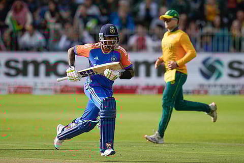 IND vs SA 2nd T20: India's captain Suryakumar Yadav, left, runs between the wickets to score