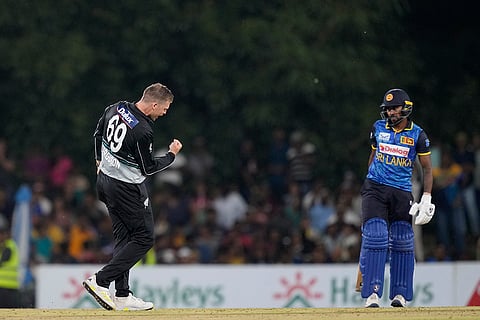 SL vs NZ 2nd T20: New Zealand's Lockie Ferguson celebrates the wicket of Sri Lanka's Kamindu Mendis