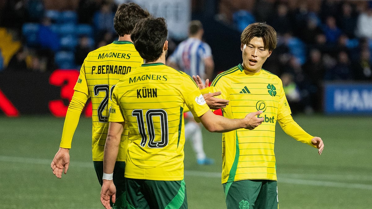 Celtic celebrate their second goal