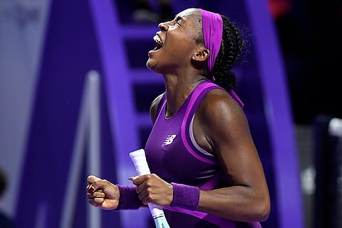 WTA Finals: Coco Gauff of the U.S. reacts after winning women's singles final