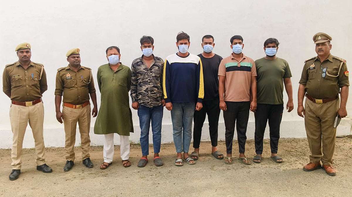 PTI : Police personnel with arrested persons in connection with the Bahraich communal violence case in which a 22-year-old youth named Ram Gopal Mishra was killed, in Bahraich district, Uttar Pradesh, Sunday, Nov. 10, 2024.