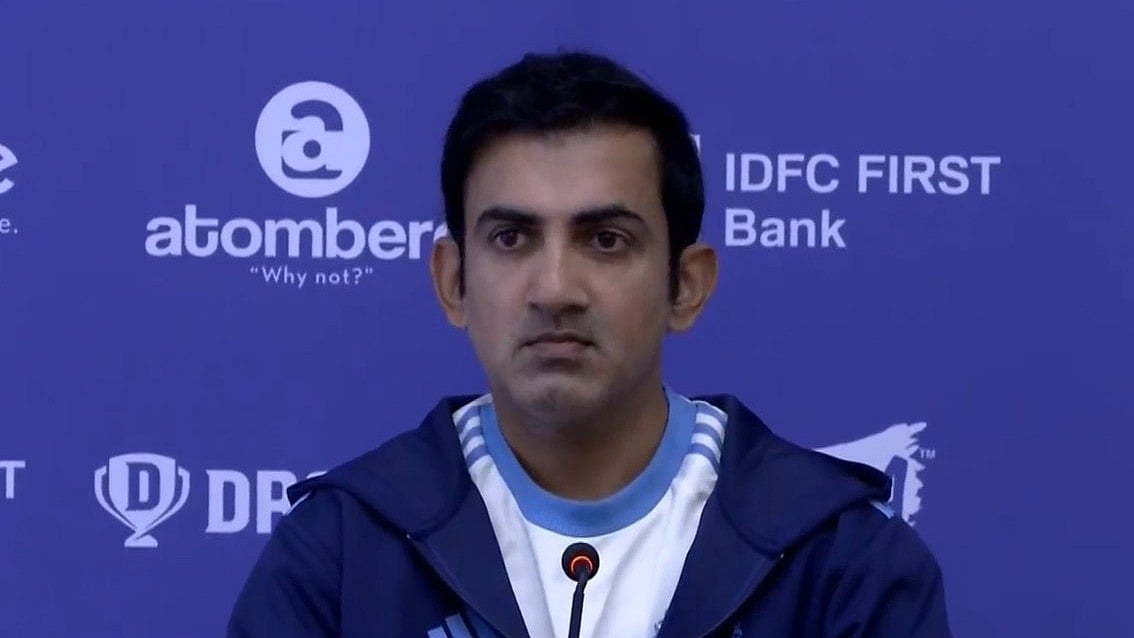 Team India Head Coach Gautam Gambhir during the press conference in Mumbai on Monday. - X/CricCrazyJohns