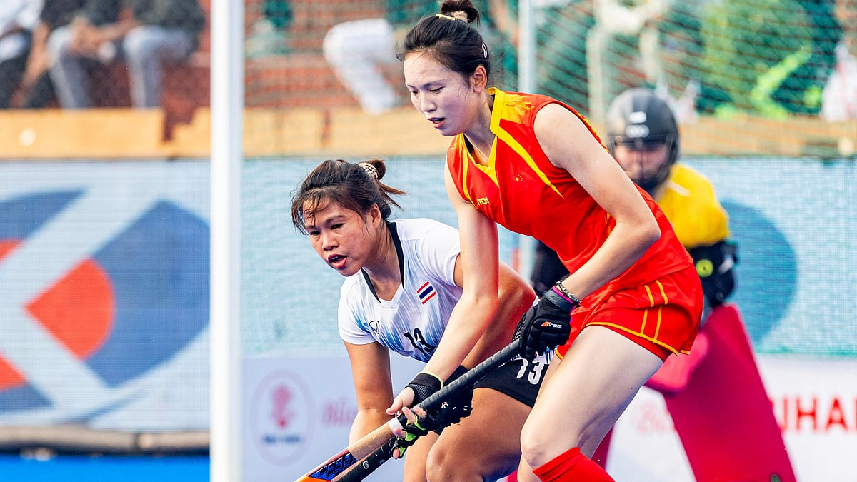 Glimpse from China vs Thailand, Women's Asian Champions Trophy 2024 match. - X/ @asia_hockey