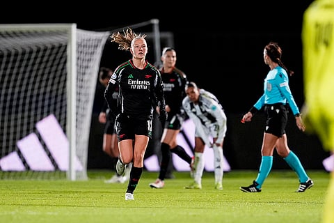 Women's Champions League: Arsenal's Frida Leonhardsen Maanum celebrates after scoring against Juventus