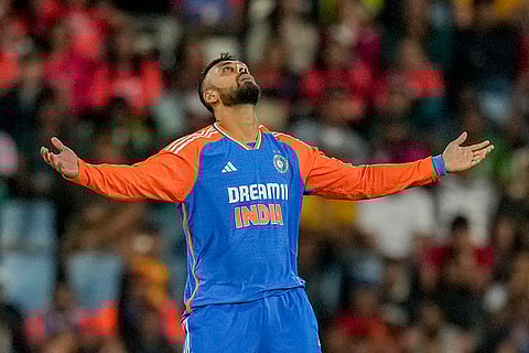 Ind vs SA 3rd T20I: India's Varun Chakravarthy celebrates the dismissal of South Africa's Reeza Hendricks