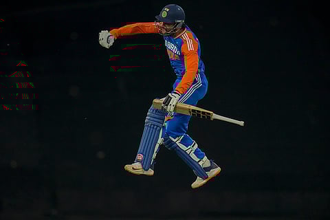 Ind vs SA 3rd T20I: India's Tilak Varma jumps in air as he celebrates after scoring a century