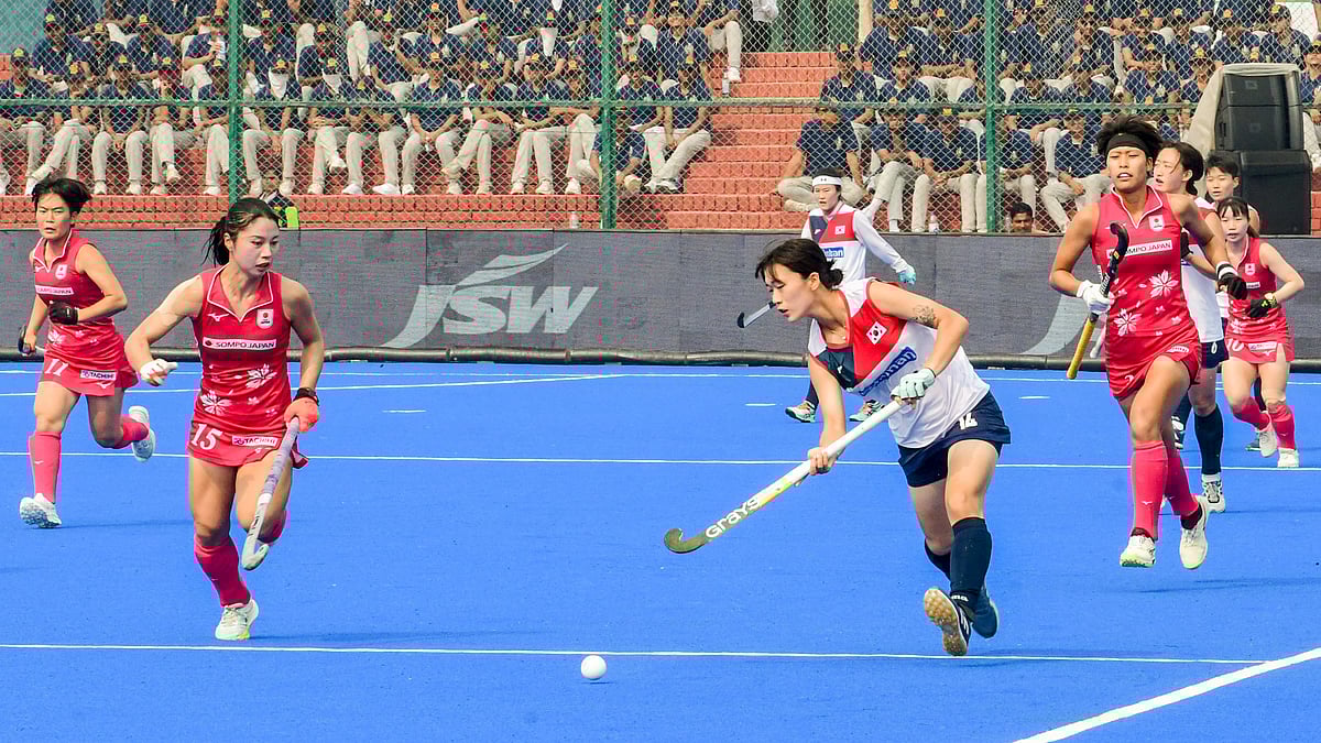 PTI : Japanese and Korean players in action during a match of the Women's Asian Champions Trophy.