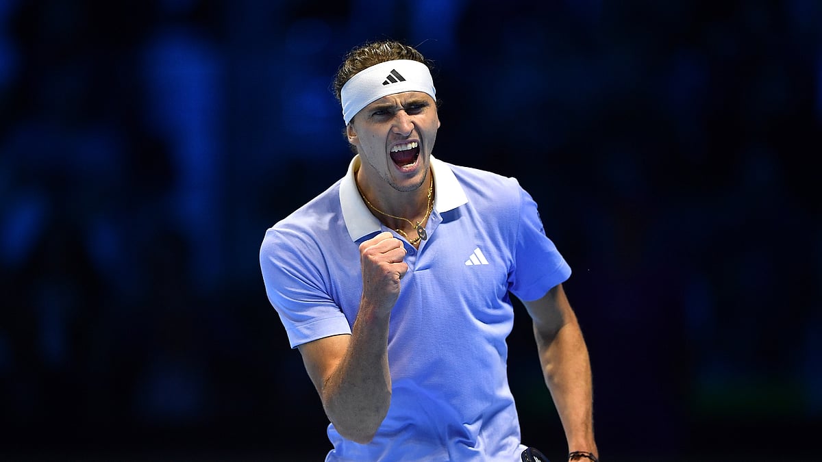Alexander Zverev celebrates his win over Casper Ruud