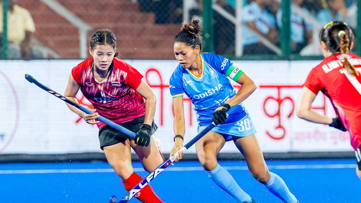 Photo: X | Asian Hockey Federation : Thailand women's hockey team against India.