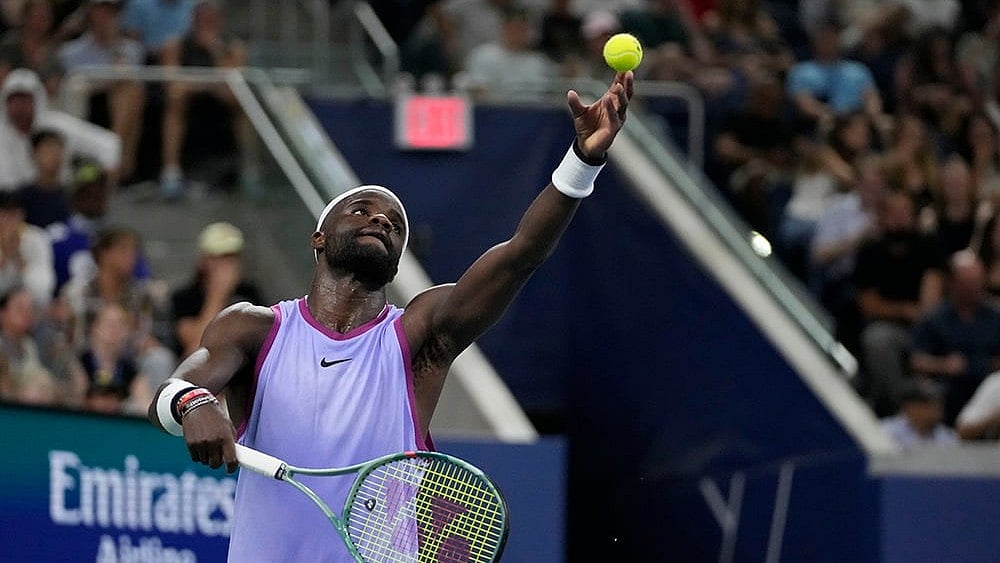 US Open 2024: Frances Tiafoe serves to Aleksandar Kovacevic  - | Photo: AP/Pamela Smith
