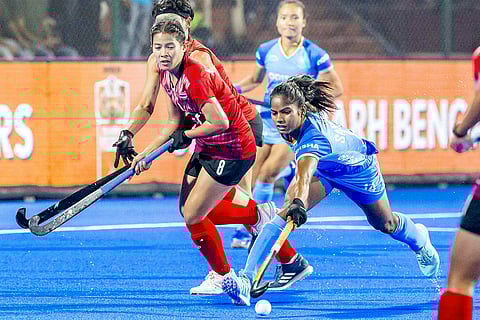 Women's ACT 2024, IND vs THAI: India’s Sangita Kumari in action
