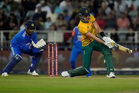 IND vs SA 4th T20: South Africa's Marco Jansen plays a shot