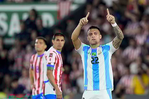 FIFA World Cup 2026 Qualifiers: Argentina's Lautaro Martinez celebrates scoring the opening goal against Paraguay