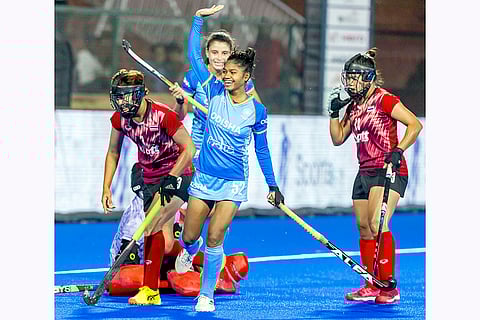 Women's ACT 2024, IND vs THAI: India’s Beauty Dungdung celebrates a goal