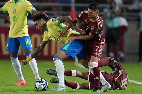 FIFA World Cup 2026 Qualifiers: Brazil's Igor Jesus, left, is challenged by Venezuela's Jefferson Savarino