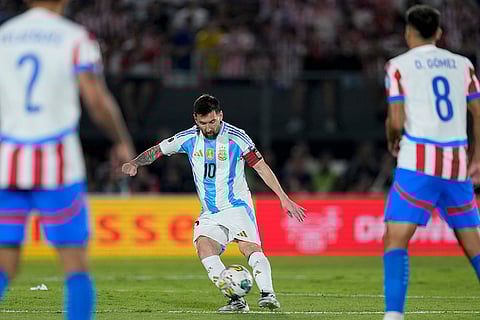 FIFA World Cup 2026 Qualifiers: Argentina's Lionel Messi controls the ball against Paraguay