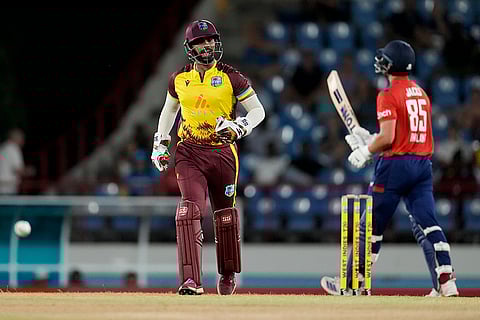 WI Vs ENG, 3rd T20I: West Indies' Shai Hope celebrates the dismissal of England's Will Jacks