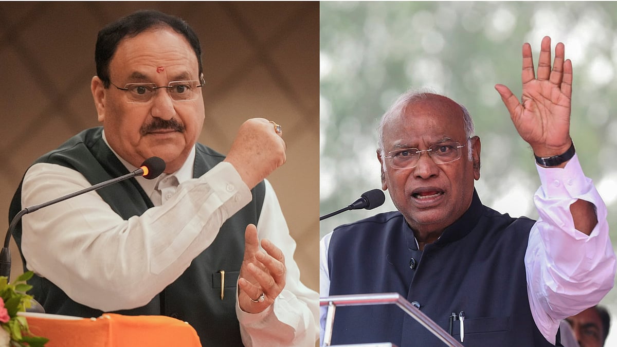 PTI : BJP President JP Nadda (L) and Congress President Mallikarjun Kharge (R).