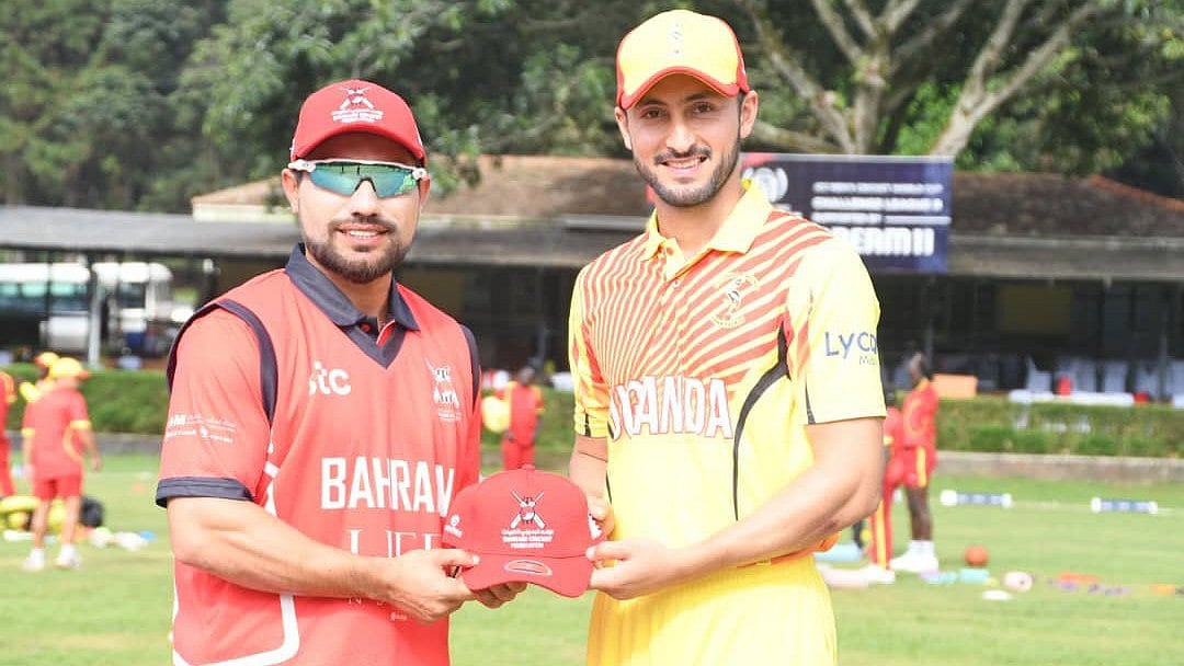 X/Uganda Cricket Association : Captains at the toss for the Uganda vs Bahrain, ICC Cricket World Cup Challenge League B 2024-2026 match in Entebbe. 