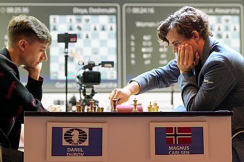 Tata Steel Chess India Rapid: Magnus Carlsen from Norway plays against Russian GM Daniil Dubov