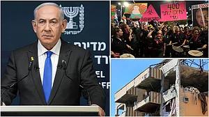 | Photo: AP : Gaza War: Netanyahu Lands In US For Talks With Trump; Israeli Attacks Continue In Gaza, West Bank