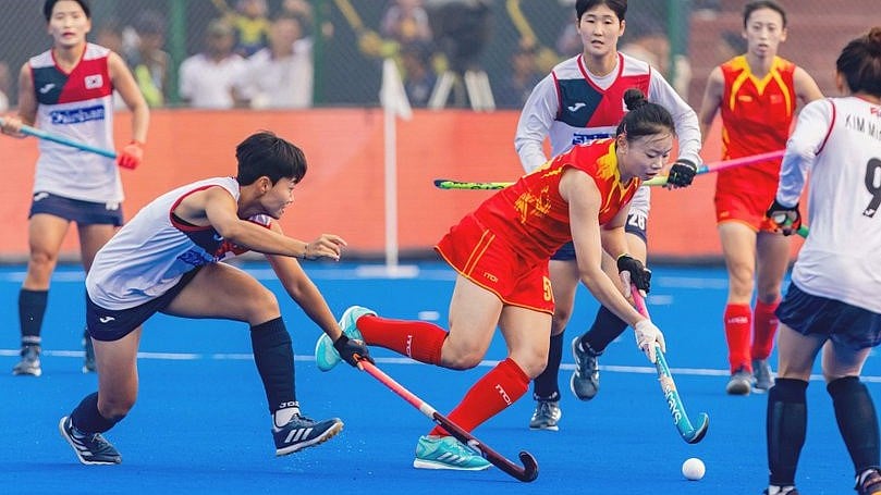 X | Asian Hockey Federation  : A glimpse from China Vs South Korea Women's Asian Champions Trophy 2024 match in Rajgir, Bihar. 